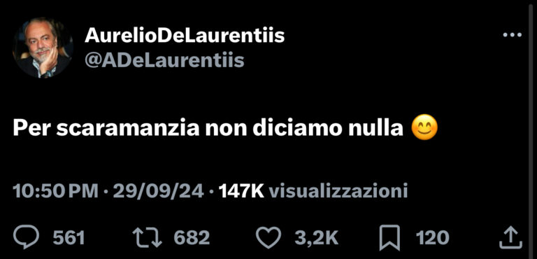 ADL su X: ”Per scaramanzia non diciamo nulla”